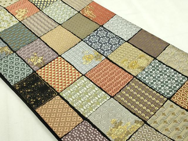 平和屋本店▼六通柄袋帯　吉祥三十三宝　本金糸　黒地　正絹　逸品　DABI1436sf