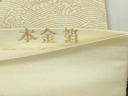 平和屋本店▼六通柄袋帯　地紙花文　本金箔　正絹　逸品　DABI1437sf