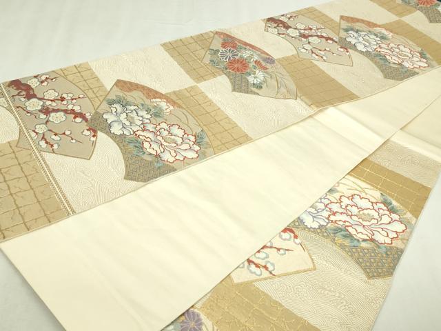 平和屋本店▼六通柄袋帯　地紙花文　本金箔　正絹　逸品　DABI1437sf