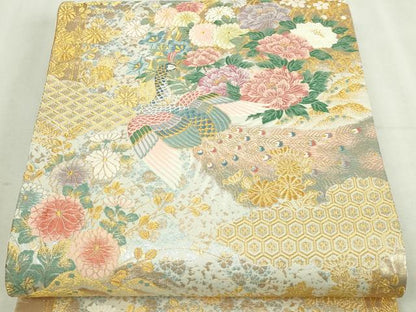 平和屋本店▼六通柄袋帯　唐織　慶長荒松文　本金箔　正絹　逸品　DABI1442sf