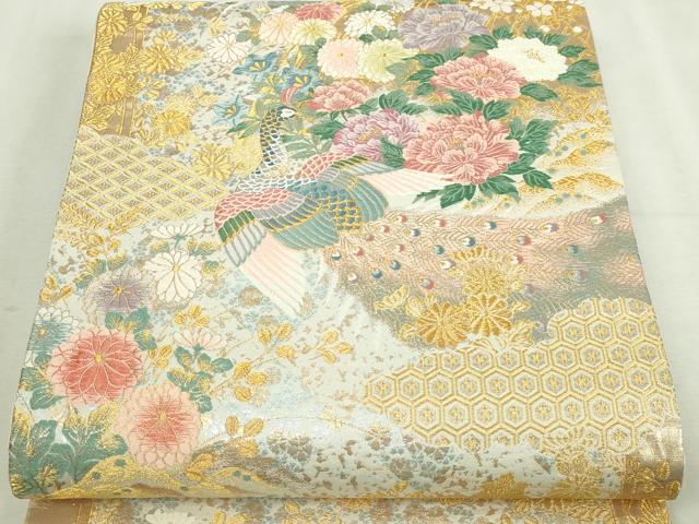 平和屋本店▼六通柄袋帯　唐織　慶長荒松文　本金箔　正絹　逸品　DABI1442sf