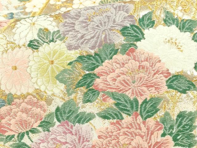 平和屋本店▼六通柄袋帯　唐織　慶長荒松文　本金箔　正絹　逸品　DABI1442sf