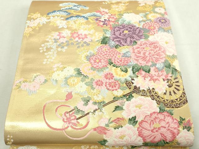 平和屋本店▼六通柄袋帯　唐織　錦織加賀　花車文　本金箔　正絹　逸品　DABI1443sf