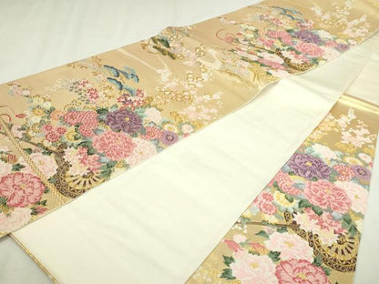 平和屋本店▼六通柄袋帯　唐織　錦織加賀　花車文　本金箔　正絹　逸品　DABI1443sf