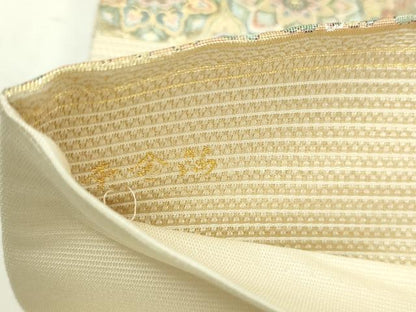 平和屋本店▼六通柄袋帯　秀越間道織　本金箔　正絹　逸品　DABI1446sf