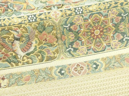 平和屋本店▼六通柄袋帯　秀越間道織　本金箔　正絹　逸品　DABI1446sf