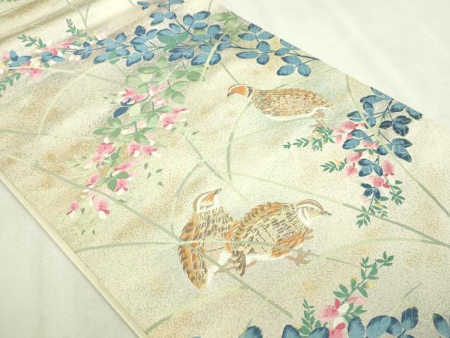 平和屋本店▼佐賀錦　六通柄袋帯　唐織　花鳥文　純金箔　三越扱い　正絹　逸品　DABI1451sf
