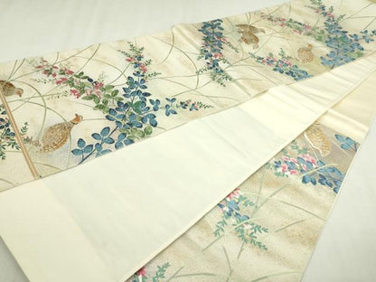 平和屋本店▼佐賀錦　六通柄袋帯　唐織　花鳥文　純金箔　三越扱い　正絹　逸品　DABI1451sf