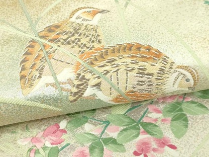 平和屋本店▼佐賀錦　六通柄袋帯　唐織　花鳥文　純金箔　三越扱い　正絹　逸品　DABI1451sf