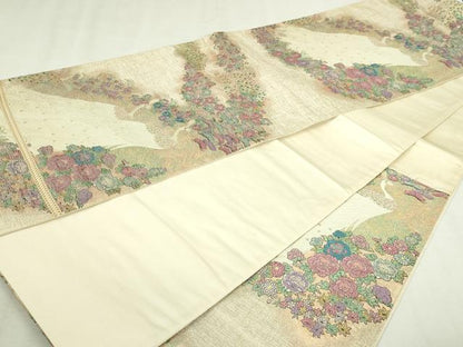 平和屋本店▼六通柄袋帯　裕華双孔雀文　本金箔　正絹　逸品　DABI1454sf
