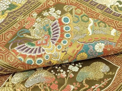 平和屋本店▼六通柄袋帯　琳派瑞祥錦　本金箔つづれ　正絹　逸品　DABI1456sf