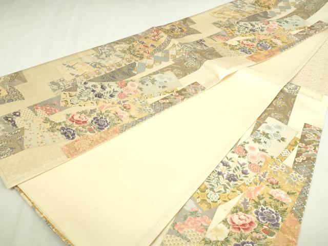平和屋本店▼六通柄袋帯　加賀琳派　本金箔紹巴　正絹　逸品　DABI1459sf