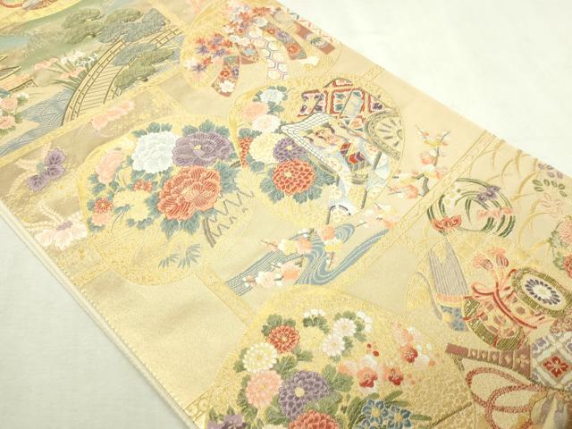 平和屋本店▼六通柄袋帯　唐織　嘉祥具合せ文　本金二重箔　正絹　逸品　DABI1465sf