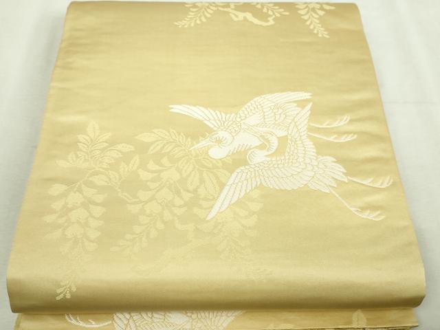 平和屋本店▼両面　全柄袋帯　飛鶴陶器花文　本金箔　正絹　逸品　DABI1469sf