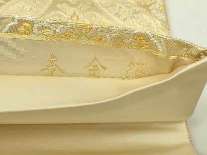 平和屋本店▼六通柄袋帯　七宝花文　本金箔　正絹　逸品　DABI1470sf