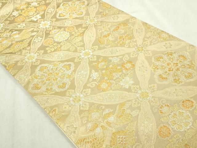 平和屋本店▼六通柄袋帯　七宝花文　本金箔　正絹　逸品　DABI1470sf