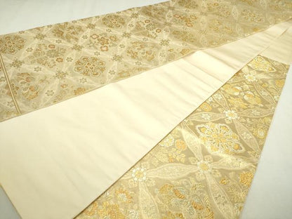 平和屋本店▼六通柄袋帯　七宝花文　本金箔　正絹　逸品　DABI1470sf