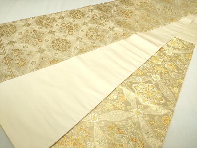 平和屋本店▼六通柄袋帯　七宝花文　本金箔　正絹　逸品　DABI1470sf