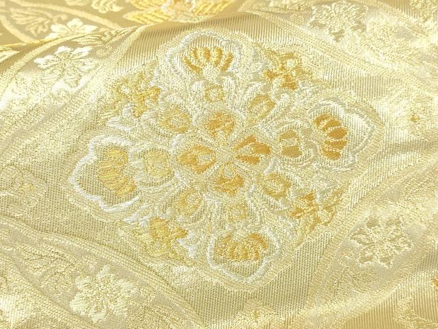 平和屋本店▼六通柄袋帯　七宝花文　本金箔　正絹　逸品　DABI1470sf
