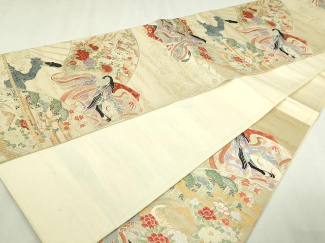 平和屋本店▼六通柄袋帯　唐織　九百錦　平安朝絵巻　純金箔24Ｋ　正絹　逸品　DABI1476sf