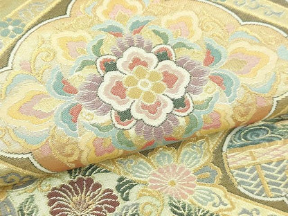 平和屋本店▼六通柄袋帯　宝寿　本金箔　正絹　逸品　DABI1478sf