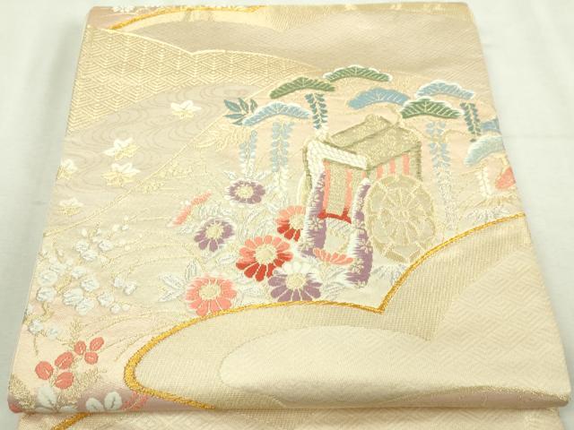 平和屋本店▼六通柄袋帯　唐織　華洛錦　本金二重箔　正絹　逸品　DABI1479sf