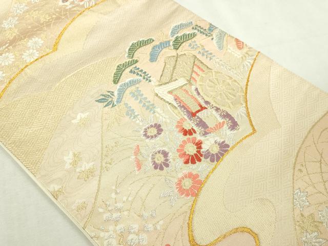 平和屋本店▼六通柄袋帯　唐織　華洛錦　本金二重箔　正絹　逸品　DABI1479sf