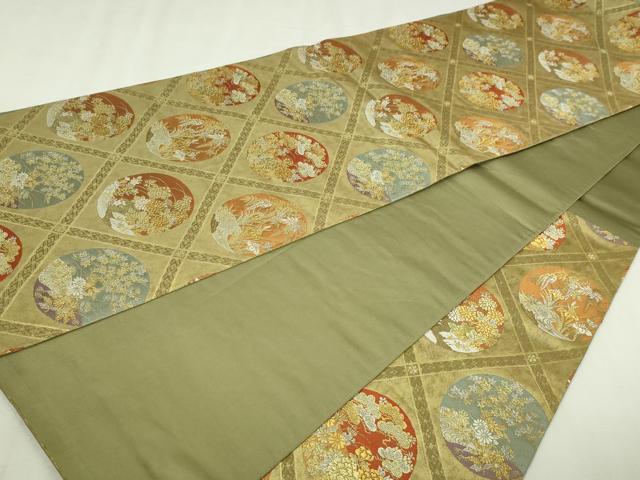 平和屋本店▼六通柄袋帯　草花丸文　本金糸　本金箔　正絹　逸品　DABI1480sf
