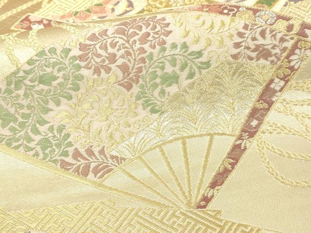 平和屋本店▼六通柄袋帯　重ね舞扇文　純金二重箔　正絹　逸品　DABI1481sf