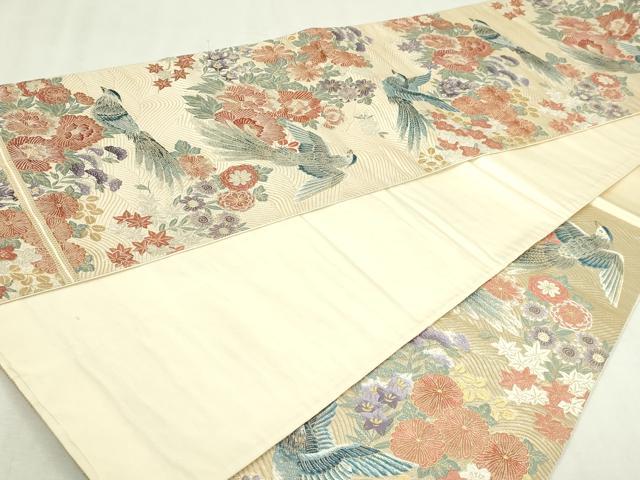 平和屋本店▼六通柄袋帯　九百錦　麗華花園文　本金箔　正絹　逸品　DABI1482sf