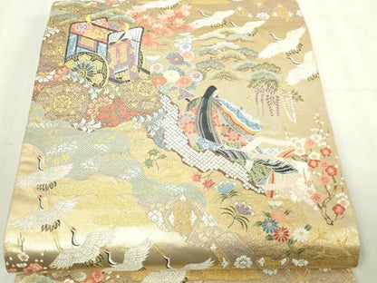 平和屋本店▼六通柄袋帯　道長麗姿文　本金箔　正絹　逸品　DABI1483sf