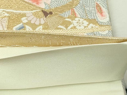 平和屋本店▼六通柄袋帯　唐織　九百錦　衣祈花鳥文　24ｋ本金箔　正絹　逸品　DABI1484sf