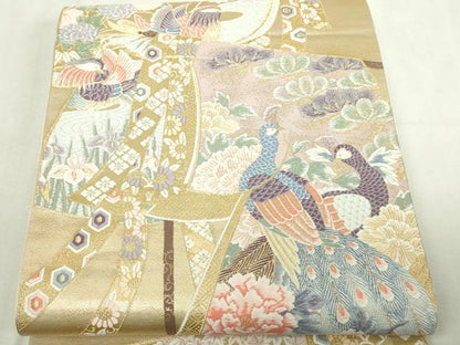 平和屋本店▼六通柄袋帯　唐織　九百錦　衣祈花鳥文　24ｋ本金箔　正絹　逸品　DABI1484sf