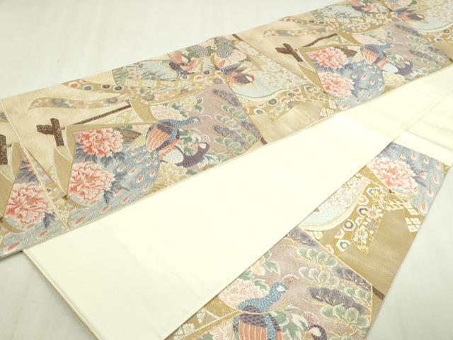 平和屋本店▼六通柄袋帯　唐織　九百錦　衣祈花鳥文　24ｋ本金箔　正絹　逸品　DABI1484sf
