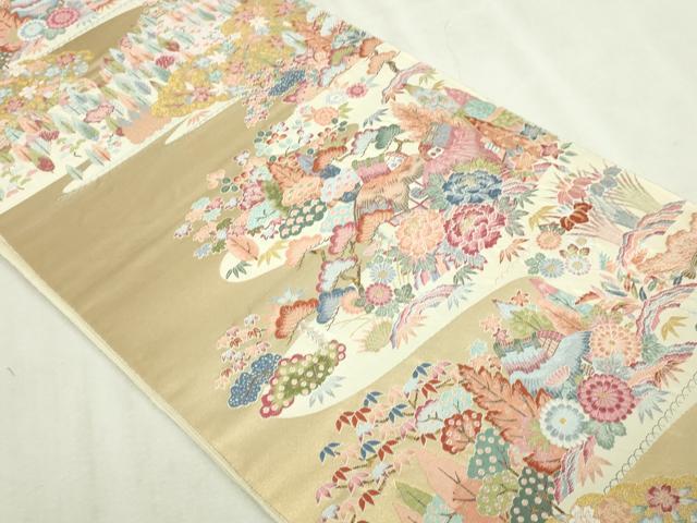 平和屋本店▼西陣　長嶋成織物　ながしま帯　六通柄袋帯　唐織　加賀山水　本金箔　証紙付き　正絹　逸品　DABI1486sf