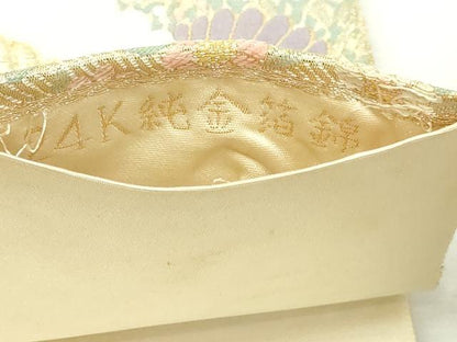 平和屋本店▼六通柄袋帯　唐織　九百錦　慶花鶴寿錦　24Ｋ純金箔錦　正絹　逸品　DABI1487sf