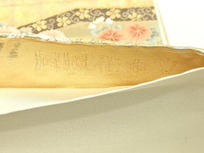 平和屋本店▼六通柄袋帯　屏風花車文　本金箔　正絹　逸品　DABI1488sf