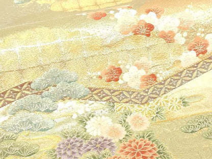 平和屋本店▼六通柄袋帯　屏風花車文　本金箔　正絹　逸品　DABI1488sf