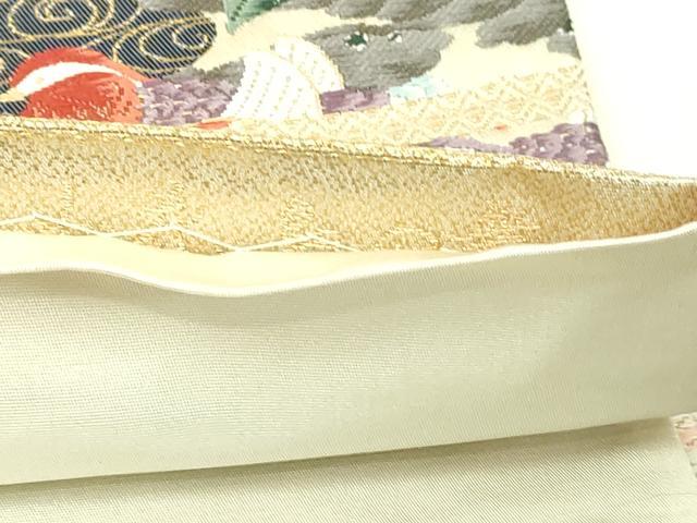 平和屋本店▼六通柄袋帯　唐織　桃山花鳥の舞　本金箔　正絹　逸品　DABI1489sf