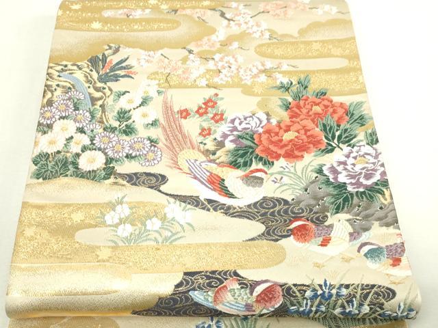 平和屋本店▼六通柄袋帯　唐織　桃山花鳥の舞　本金箔　正絹　逸品　DABI1489sf
