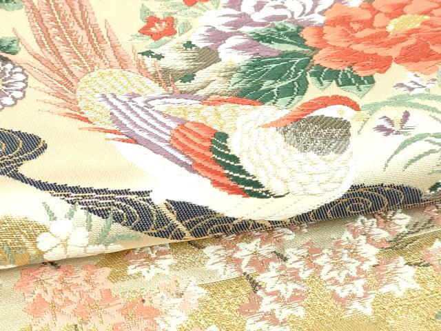 平和屋本店▼六通柄袋帯　唐織　桃山花鳥の舞　本金箔　正絹　逸品　DABI1489sf