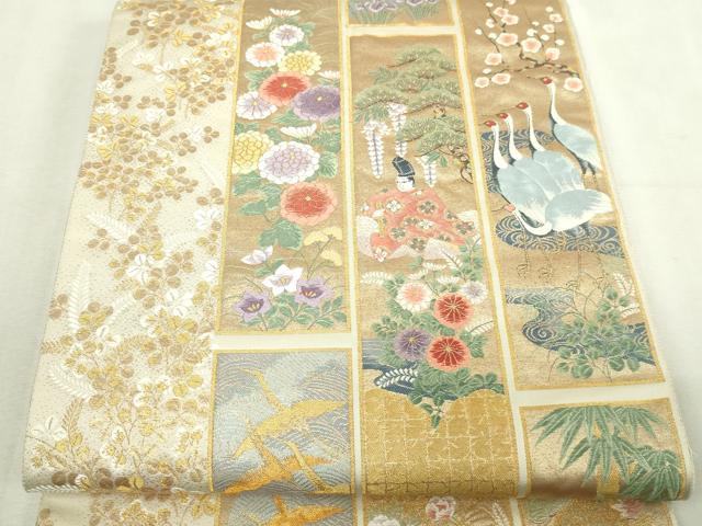 平和屋本店▼六通柄袋帯　唐織　琳派短冊集　本金箔　正絹　逸品　DABI1490sf