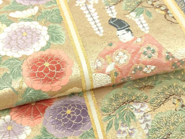平和屋本店▼六通柄袋帯　唐織　琳派短冊集　本金箔　正絹　逸品　DABI1490sf