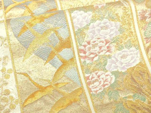 平和屋本店▼六通柄袋帯　唐織　琳派短冊集　本金箔　正絹　逸品　DABI1490sf
