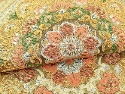 平和屋本店▼全通柄袋帯　鳳凰正倉院花文　純金二重箔　正絹　逸品　DABI1491sf