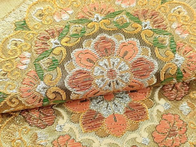 平和屋本店▼全通柄袋帯　鳳凰正倉院花文　純金二重箔　正絹　逸品　DABI1491sf
