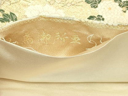 平和屋本店▼六通柄袋帯　唐織　山鳥御所車　九百本金弐重織　正絹　逸品　DABI1498sf