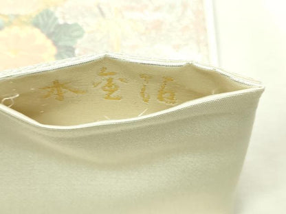 平和屋本店▼六通柄袋帯　唐織　飛鶴花文　本金箔　正絹　逸品　DABI1499sf