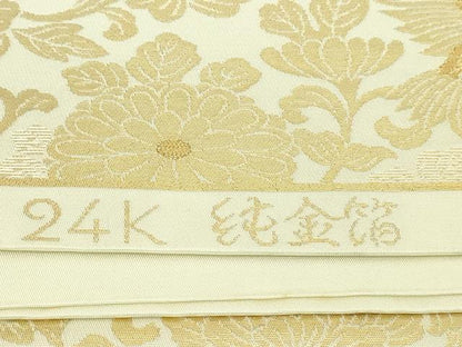 平和屋本店▼六通柄袋帯　手織錦　更紗花鳥文　24Ｋ純金箔　正絹　逸品　DABI1501sf