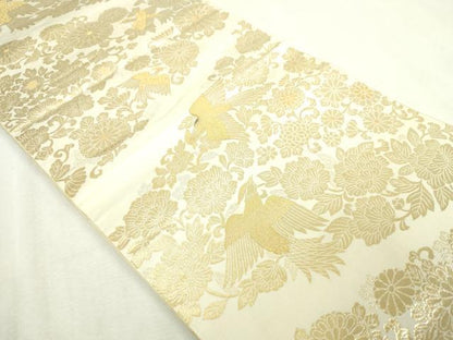 平和屋本店▼六通柄袋帯　手織錦　更紗花鳥文　24Ｋ純金箔　正絹　逸品　DABI1501sf